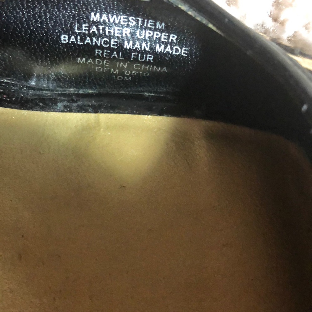Anne Klein leather real fur heels
